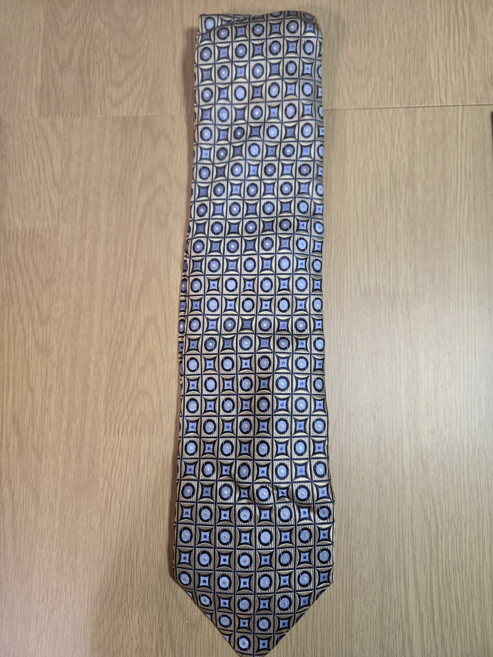 Blue and Gold Geometric Men's Tie